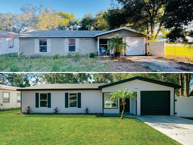 Before and after of a Winter Haven ranch bought as-is for cash from an owner behind on taxes and relocating